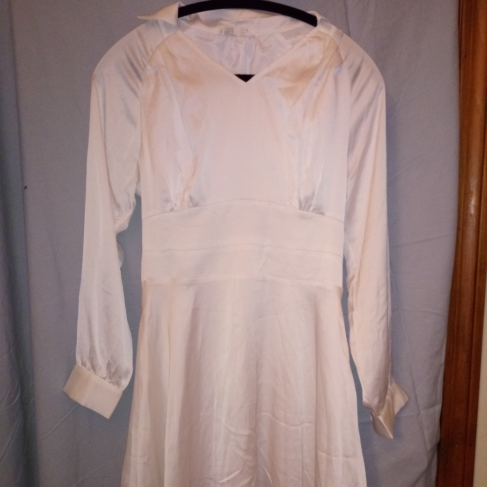 Muge White Satin Dress